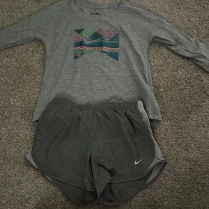 Nike girls dri fit shorts and thermal